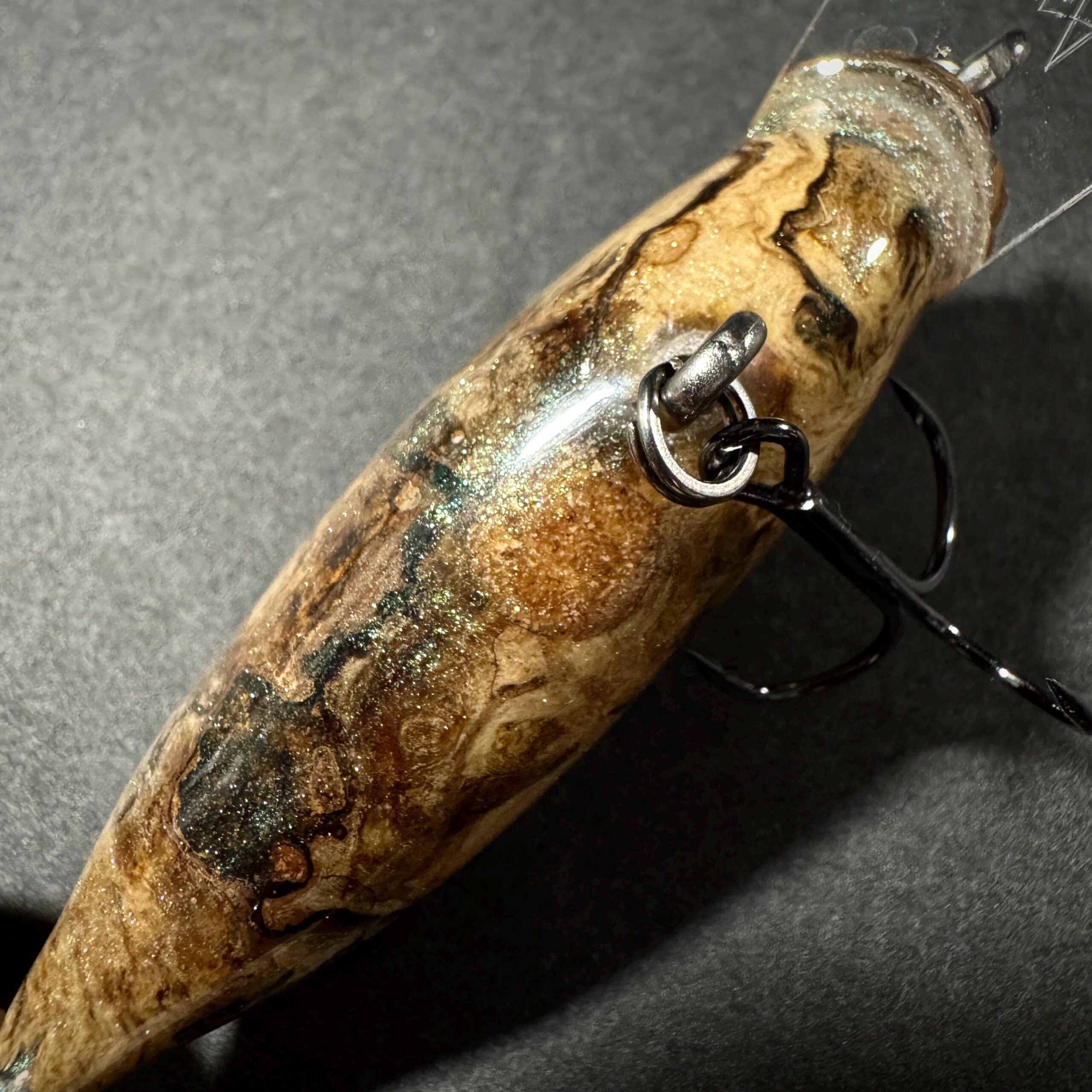 Handmade Wooden Fishing Lure – Spalted Oak Branch Collar - Image 5