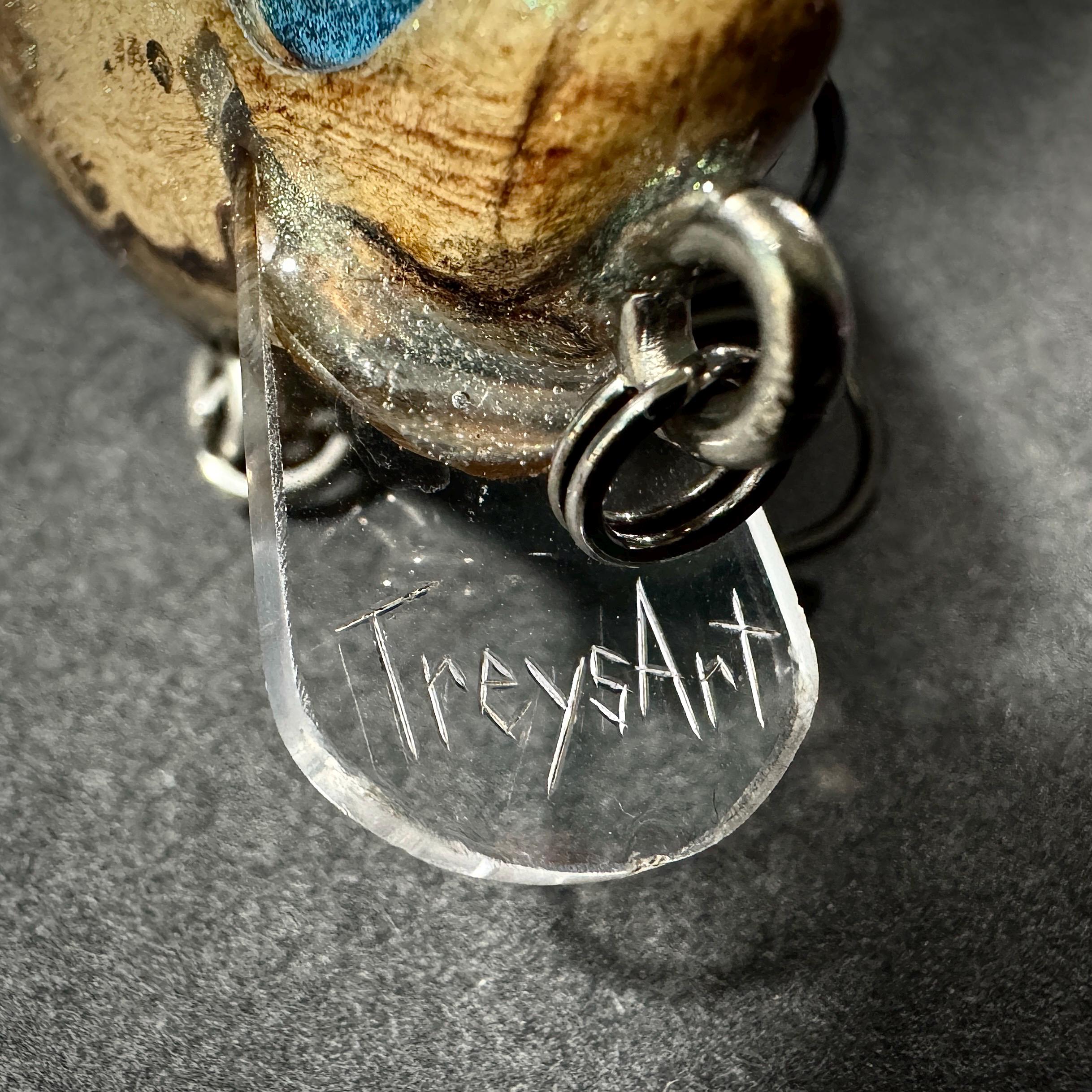 Handmade Wooden Fishing Lure – Spalted Oak Branch Collar - Image 6
