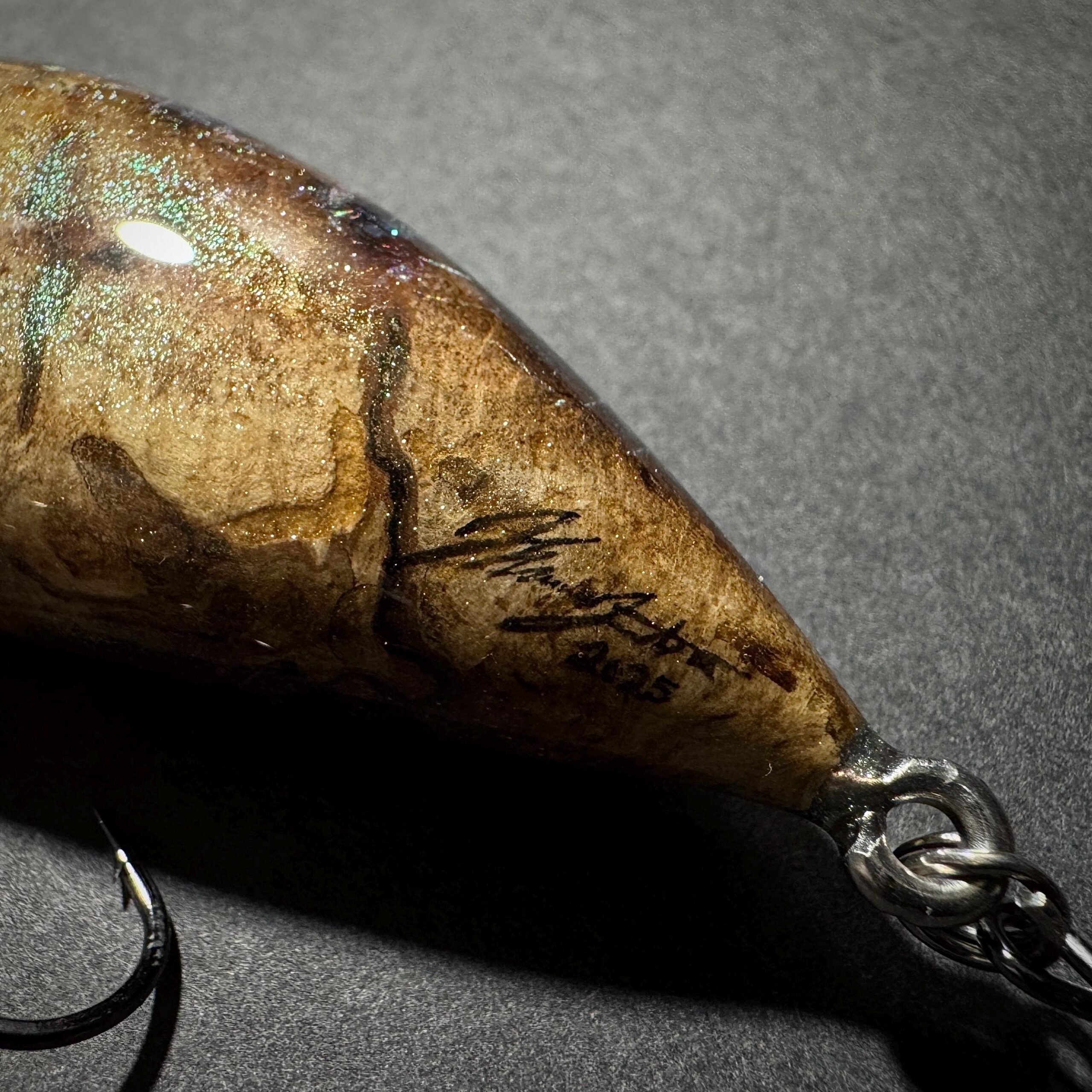 Handmade Wooden Fishing Lure – Spalted Oak Branch Collar - Image 3