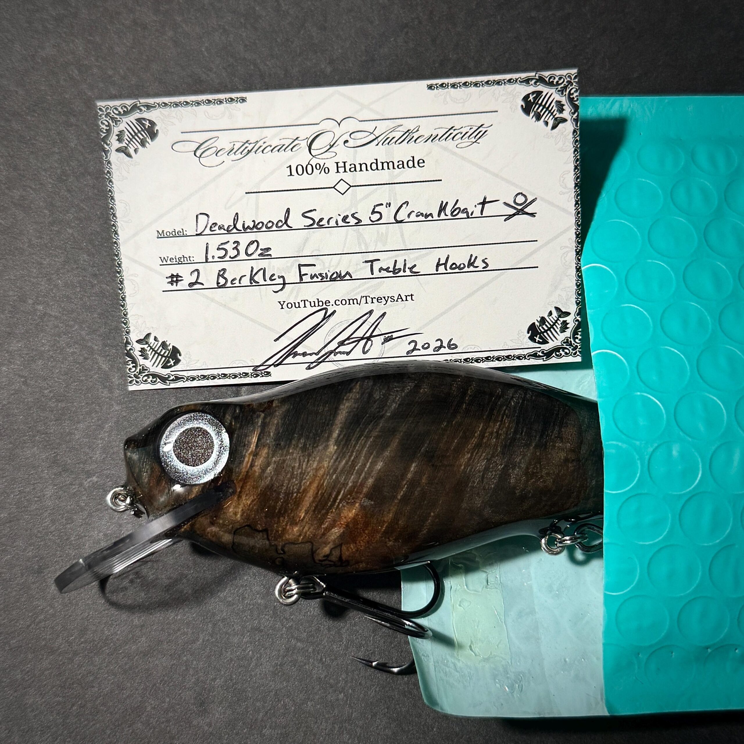 Deadwood Series – Black Figured Burl Crankbait - Image 8
